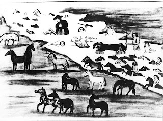 'Misioneros Jesuitas e indios atravesando un río', dibujo del Padre Jesuita Florián Paucke
'Misioneros Jesuitas e indios atravesando un río', dibujo del Padre Jesuita Florián Paucke