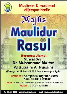 Poster Sambutan Maulidur Rasul Yayasan Sofa Negeri Sembilan ~ STIAS