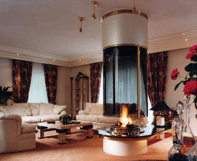 glass fireplace