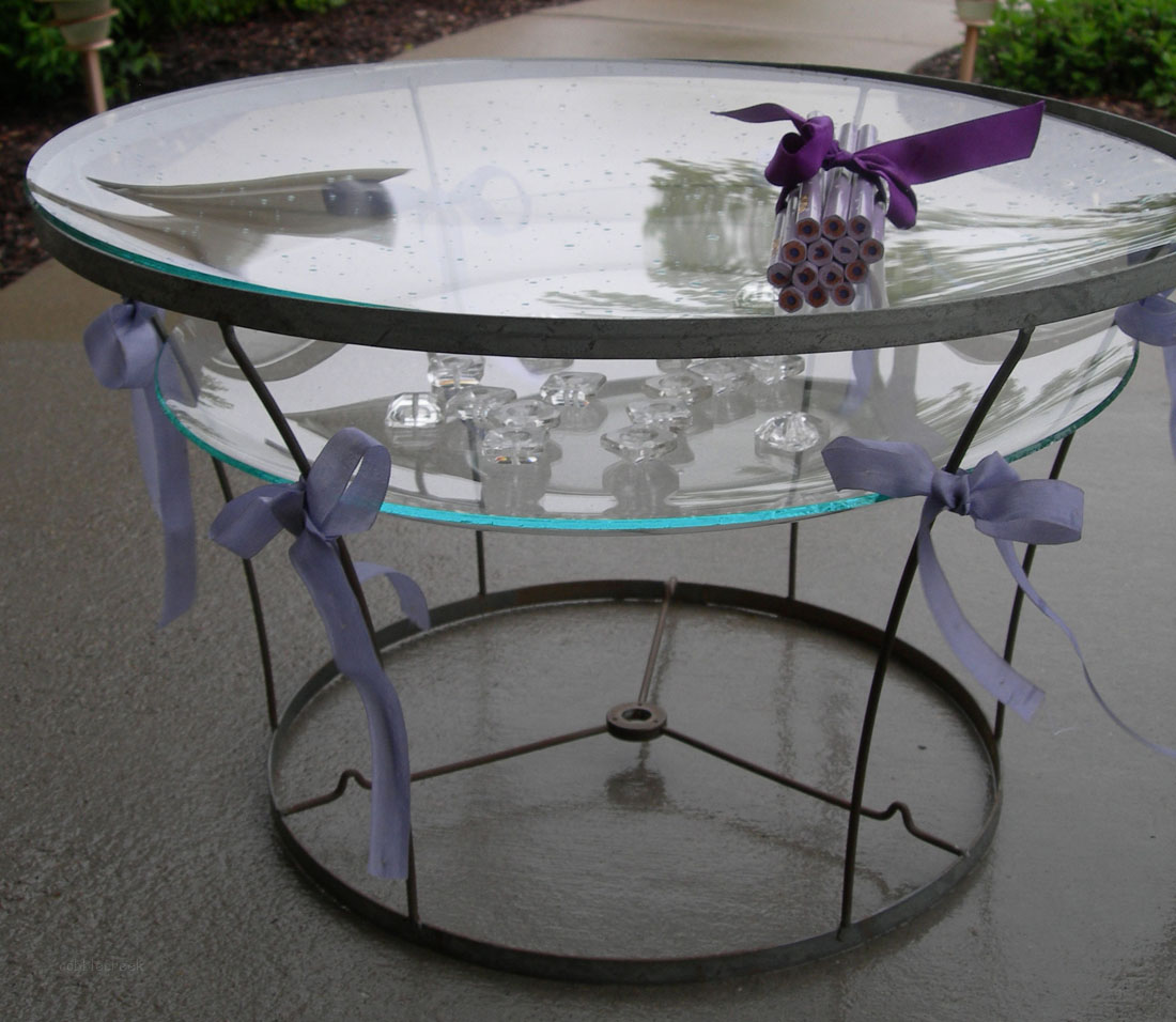 Gracie's Cottage Lamp Shade Frame Centerpiece Glass Available at