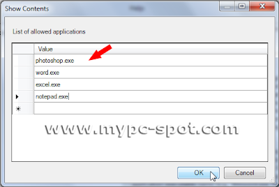Daftar program yang boleh diakses oleh user