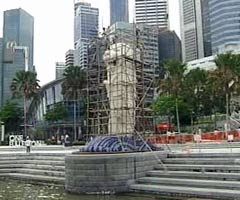 Merlion Singapore Lightning Picture on The Merlion Has Been Assessed To Be Safe And Structurally Sound