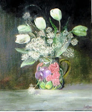 Still life with colorful vase