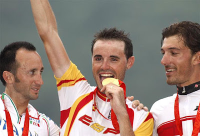 Beijing 2008 - Samuel Sánchez, Davide Rebellin y Fabian Cancellara
