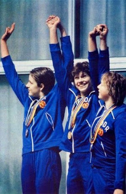 Ina Kleber, Rica Reinisch y Petra Riedel, Moscú 1980