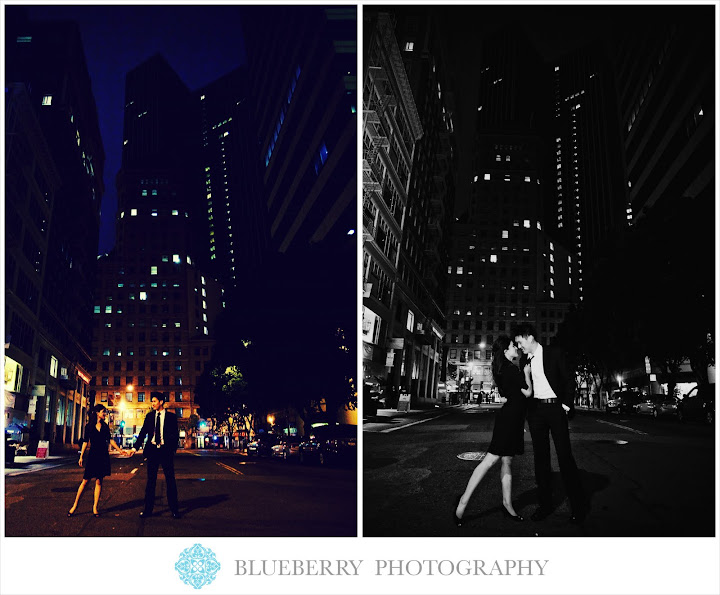 San Francisco downtown evening engagement photographer