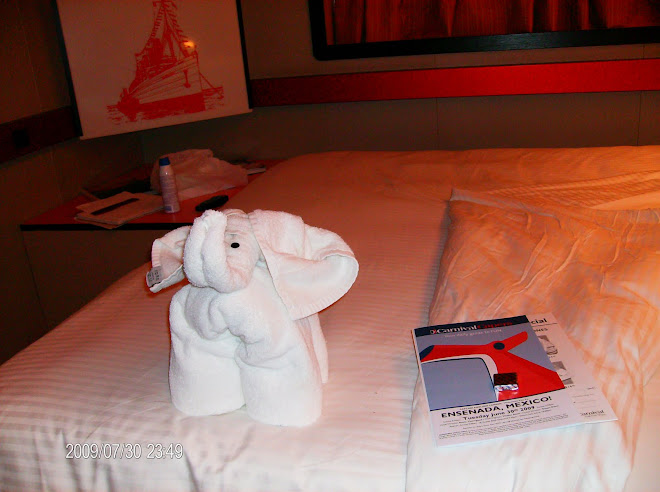 A towel folded into an elephant