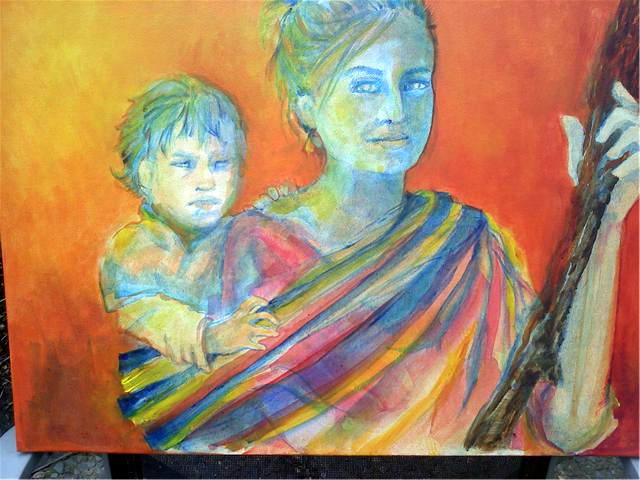 unfinished  mother child staff