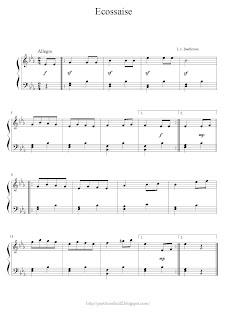 Free easy piano sheet music of Ludwig van Beethoven: Ecossaise