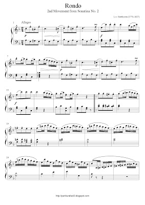 Partitura de piano gratis de Ludwig van Beethoven: Rondo (Sonatina No.2)
