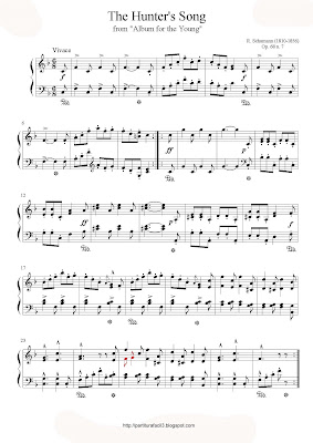 Partitura de piano gratis de Robert Schumann: The Hunter´s song (from 