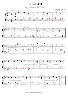 Partitura de piano gratis de Piort Illych Tchaikovsky: The sick doll (Op.39, No.7)
