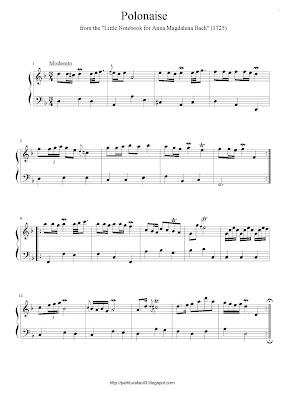 Partitura de piano gratis de Johann Sebastian Bach: Polonaise (2)