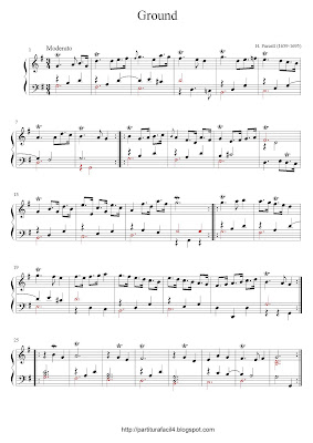 Partitura de piano gratis de Henry  Purcell: Ground