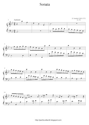 Partitura de piano gratis de Domenico Scarlatti: Sonata K.472