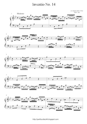 Partitura gratis de Johann Sebastian Bach: Inventio Nº 14