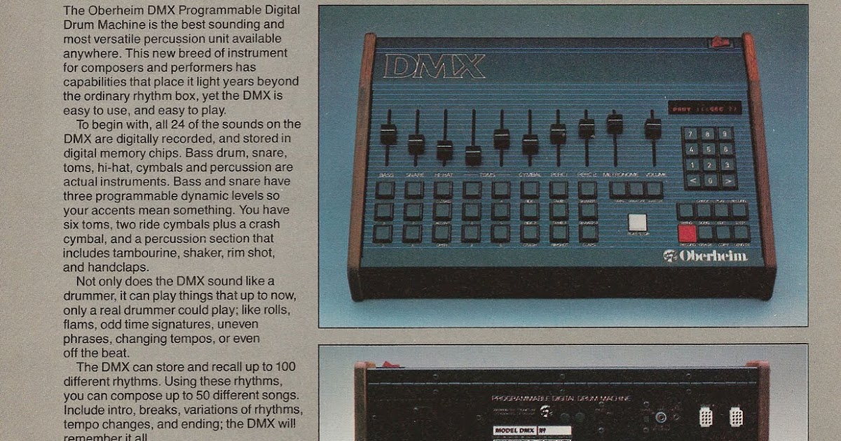 Retro Synth Ads: Oberheim DMX drum machine, Keyboard 1982