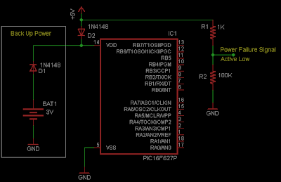 Battery Backup Microcontroller Circuit