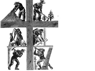 cross with men working