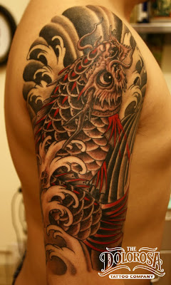 Dragon Carp tattoo. Simple color scheme finished in about 15 hours. Dragon Carp tattoo. Simple color scheme finished in about 15 hours.