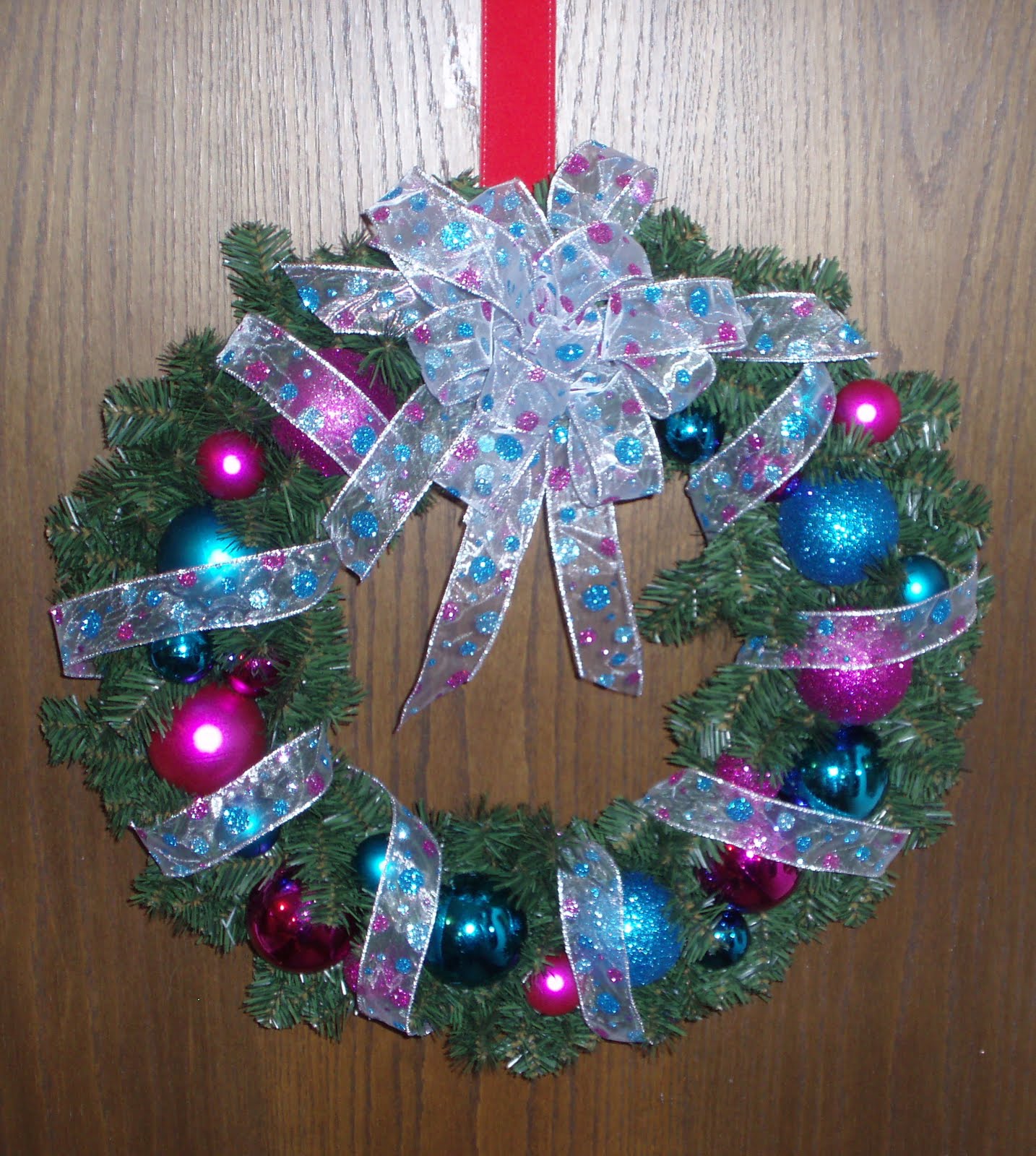 Sweetest Star Silk Floral & Gifts Blue and Pink Christmas Wreath