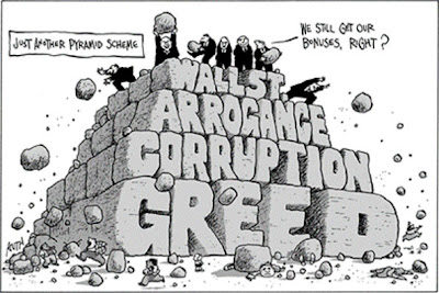 Wall Street and the US economic crisis, cartoon