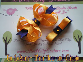 Lakers inspired Hair bow and clippie set