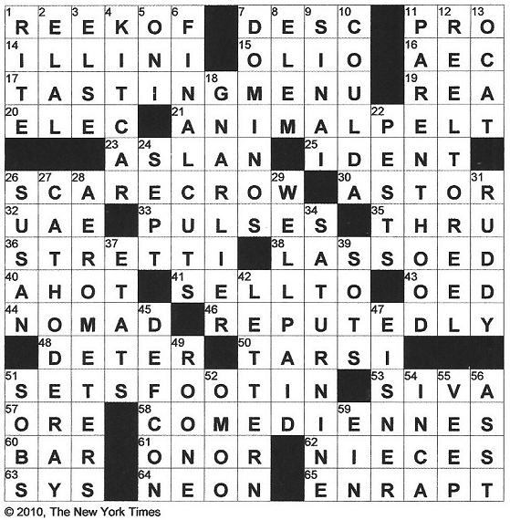 The New York Times Crossword in Gothic 04.16.10 — Its Purpose Is