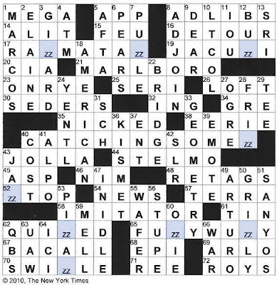 The New York Times Crossword in Gothic: 09.08.10 — Catching Some ZZ