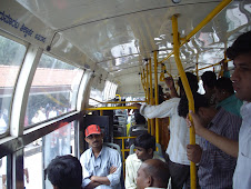 Inside the "300E" public bus of Bangalore city.