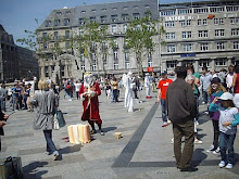 'Human Statues" posturing by street artists in Cologne.