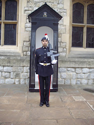 Guard stationed outside the "Jewel House" at "tower of London". Absolute "statuelike".
