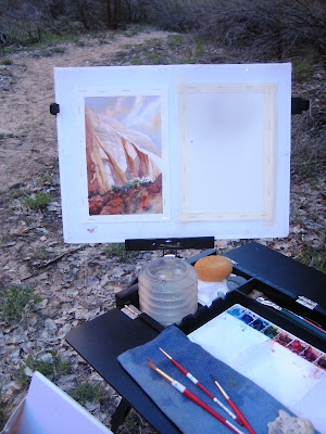 Roland Lee plein air painting in Zion