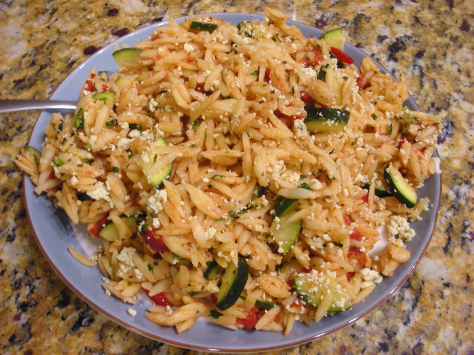 Everyday Vegan Orzo with Zucchini, Tomatoes, and 'Goat Cheese'