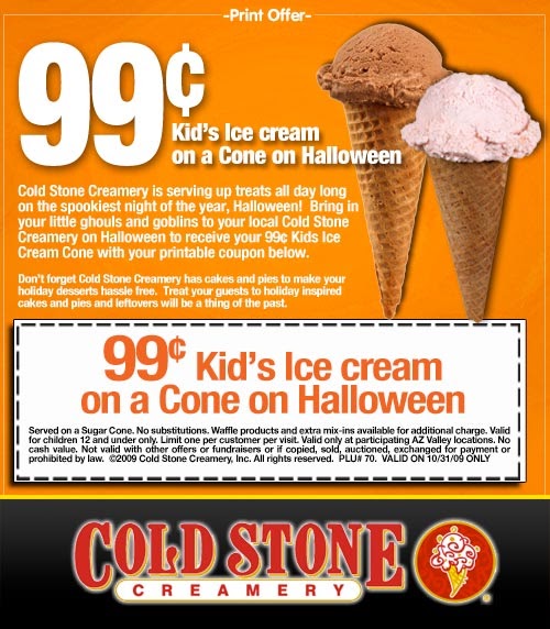 It’s Chic to be Cheap 0.99 Cold Stone Ice Cream Cone on Halloween