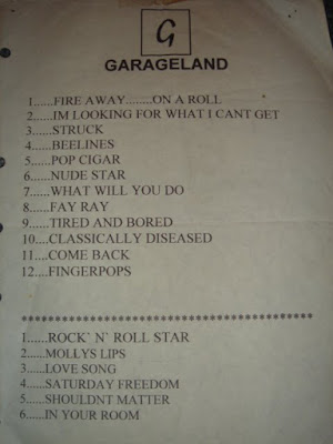 garageland concert set list