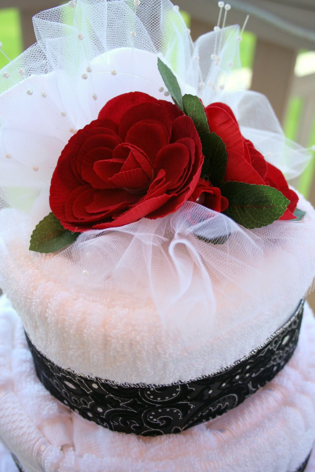 Paizley Petals Wedding Towel Cake