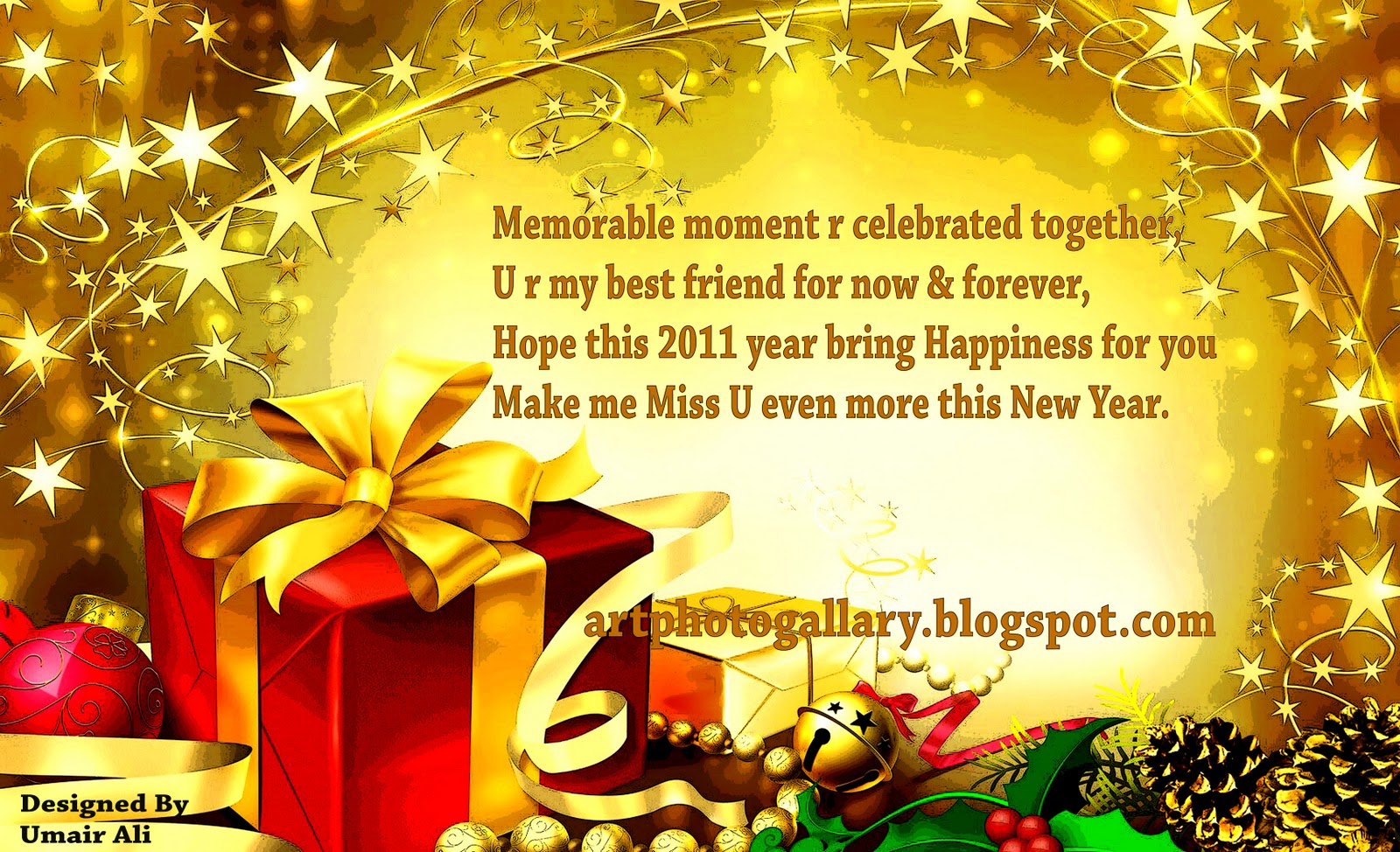 Happy New Year greetings - playing friends Happy New Year greetings - playing friends