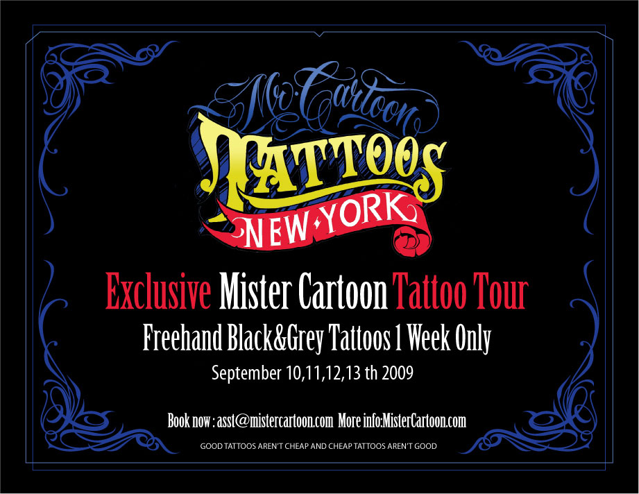 Exclusive Mister Cartoon Tattoo Tour in NYC September 2009