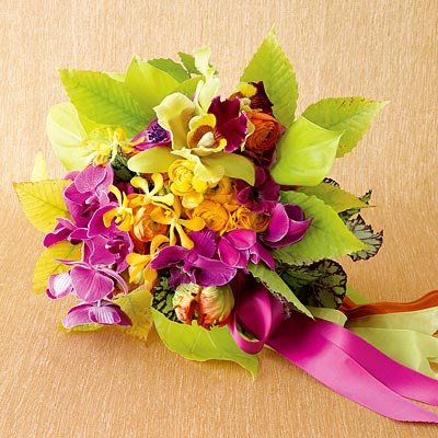 Pink  Purple Wedding Bouquets on Hot Pink  Orange  Yellow  Bright Wedding Colors Bouquets Make Your Own