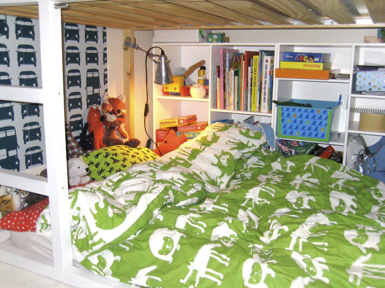 Kura bed transformed to kingsize bed with cosy cave IKEA Hackers