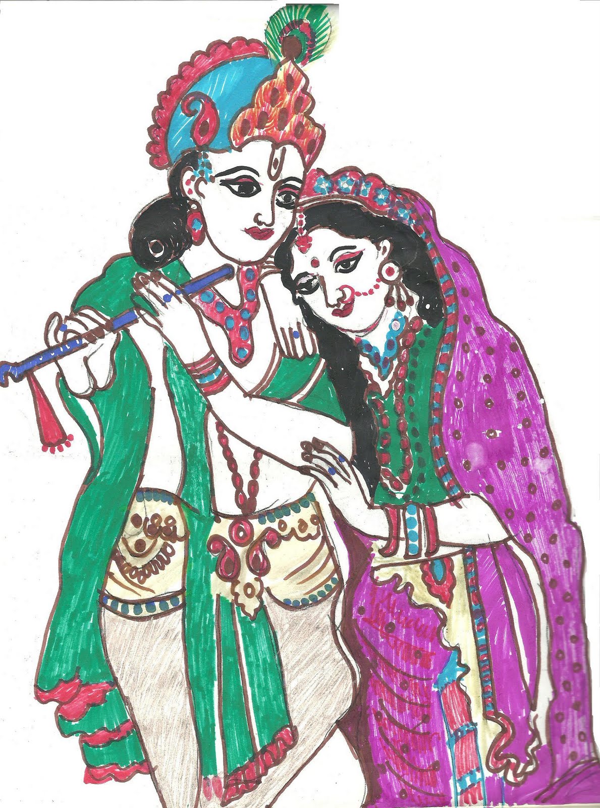 Soft Toys, Rangoli, Fabric paint Radha Krishna