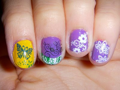 butterfly nails, beauty nails, short nails, nail art flower