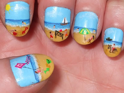nail  designs, short nails , beach nails 