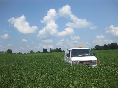 driving a van through a soy bean field, jackson michigan driving a van through a soy bean field, jackson michigan