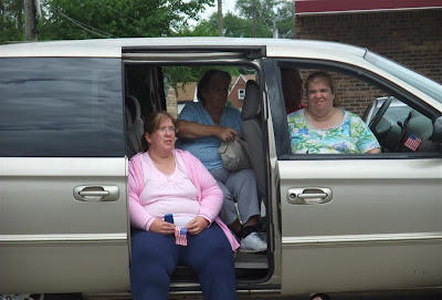 3 fat women in a van, at the memorial day parade, redford, township 3 fat women in a van, at the memorial day parade, redford, township