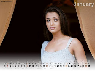 New Year 2011 Calendar, Aishwarya Rai Desktop Wallpapers