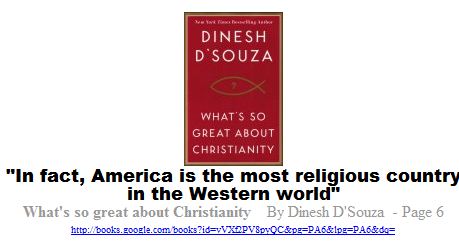 in fact, America is the most religious country