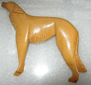 Manufactured light wood Borzoi pin