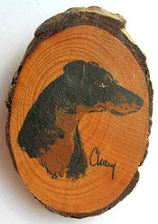 Hand painted wood artisan Doberman pin